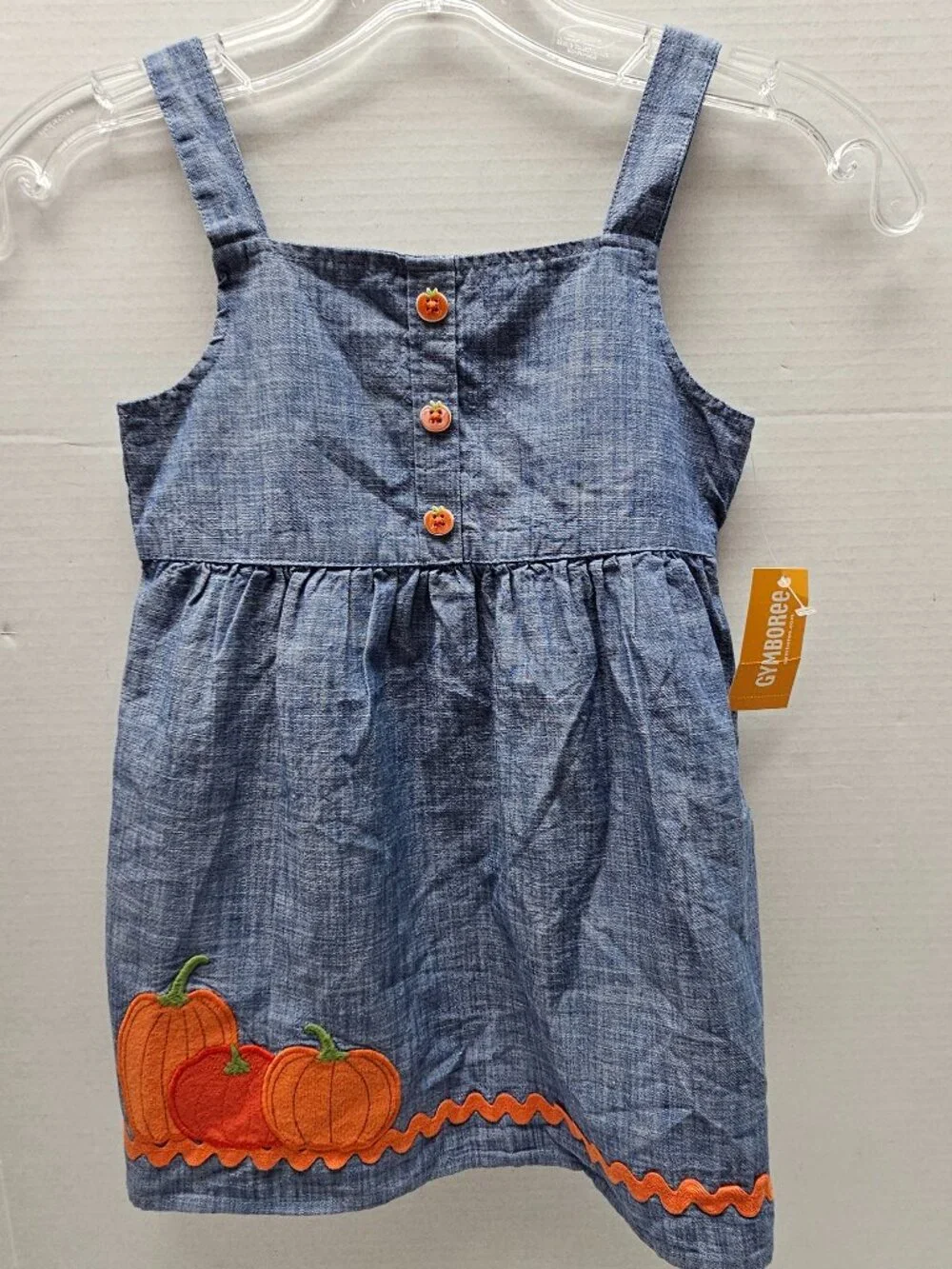 New Gymboree Girls Jumper Dress Embroidered Pumpkin applique Orange 4T